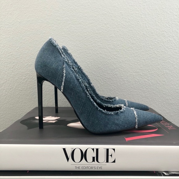 TOM FORD Denim & Black Stilettos Pumps Heels - Picture 2 of 7